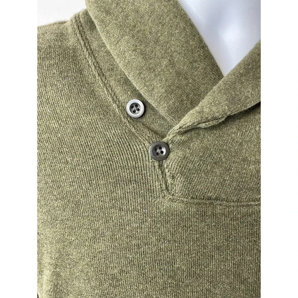 VTG Polo Ralph Lauren Sweater Mens Large Green Shawl Loop Collar Pullover